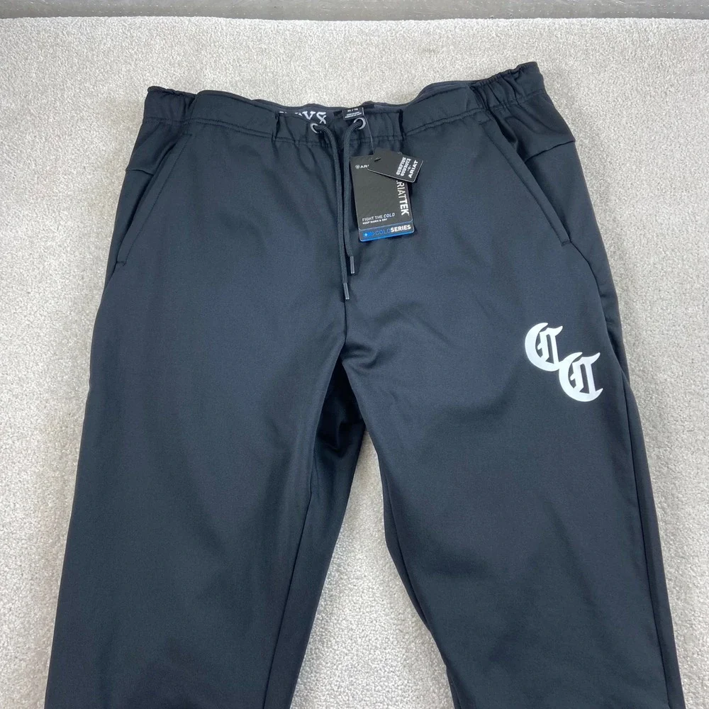 NWT Ariat Compton Cowboys Joggers Mens XL Black Cold Series Fleece Sweatpants